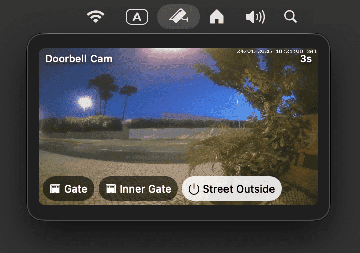 Itsyhome camera view with accessory controls in the menu bar
